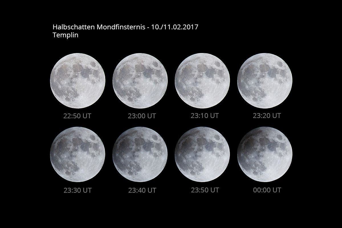 Collage der Halbschatten Mondfinsternis